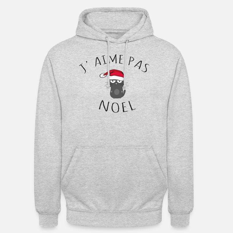 J'aime pas Noël - Sweat-shirt à capuche unisexe - gris clair chiné