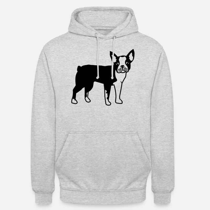 Boston Terrier - Sweat-shirt à capuche unisexe - gris clair chiné