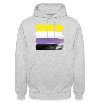 Non-Binary Pride Strokes - Unisex Hoodie - Hellgrau meliert - Vorne - Alina (178cm) & Michal (187cm)