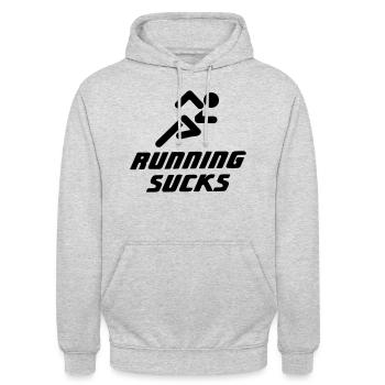 running sucks - Unisex Hoodie - light heather grey - Front - Alina (178cm) & Michal (187cm)