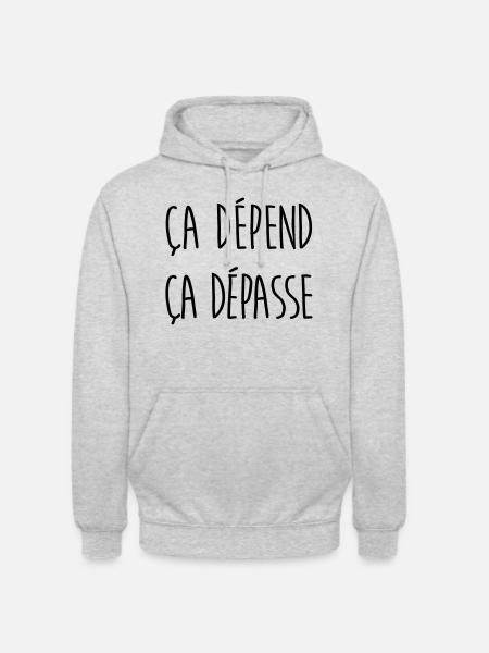 Ca dépend ça dépasse - Sweat-shirt à capuche unisexe - gris clair chiné