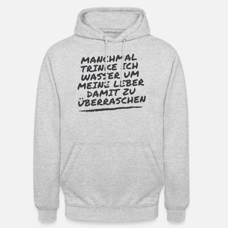 Parfois, je bois de l’eau. - Sweat-shirt à capuche unisexe - gris clair chiné