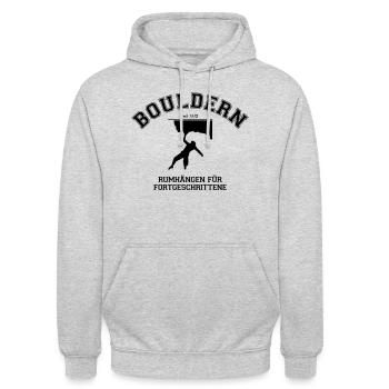 Bouldern - Unisex Hoodie - Hellgrau meliert - Vorne - Alina (178cm) & Michal (187cm)
