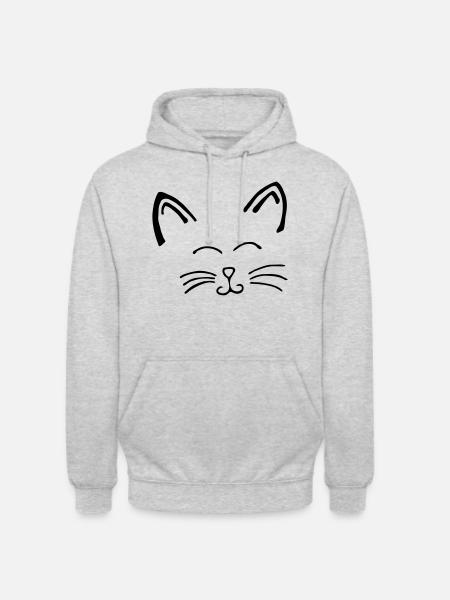 cat face - Unisex Hoodie - light heather grey