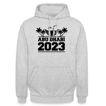 abu dhabi 2023 - Unisex Hoodie - Hellgrau meliert - Vorne - Alina (178cm) & Michal (187cm)