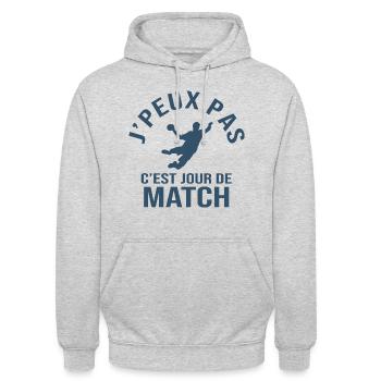 handball je peux pas c est match de hand - Sweat-shirt à capuche unisexe - gris clair chiné - Devant - Alina (178cm) & Michal (187cm)