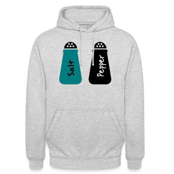 poivre et sel - Sweat-shirt à capuche unisexe - gris clair chiné - Devant - Alina (178cm) & Michal (187cm)