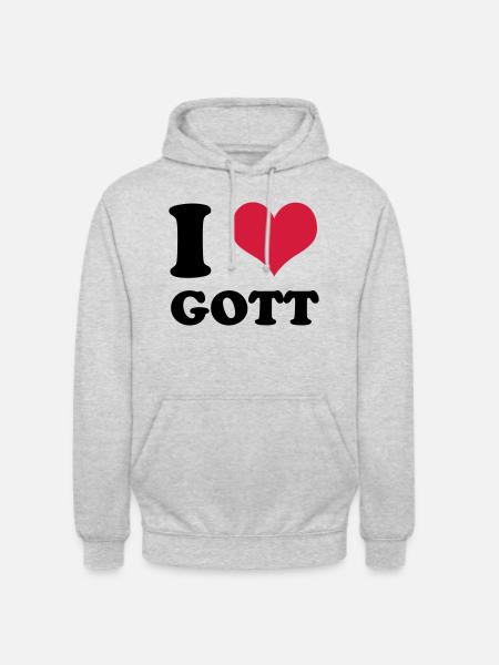 i love gott - Unisex Hoodie - Hellgrau meliert