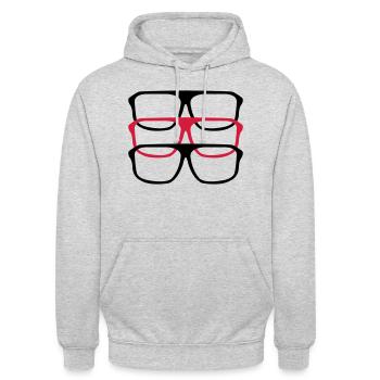 brille_03 - Unisex Hoodie - Hellgrau meliert - Vorne - Alina (178cm) & Michal (187cm)