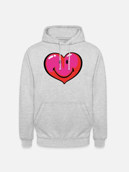Smiley Heart - Unisex Hoodie - Hellgrau meliert