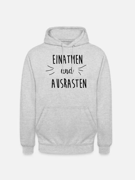 Einatmen und ausrasten Spruch - Unisex Hoodie - Hellgrau meliert