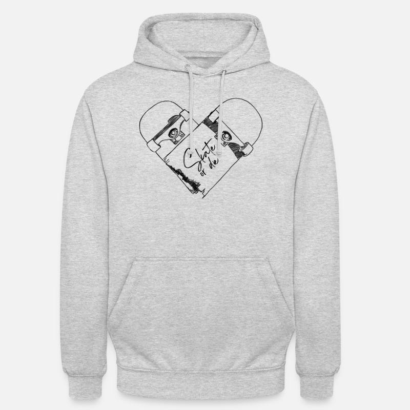 skateboard cassé - Skate or die - Sweat-shirt à capuche unisexe - gris clair chiné