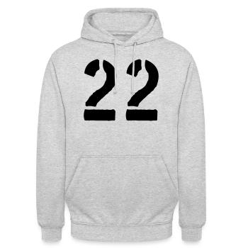 22 - Unisex Hoodie - Hellgrau meliert - Vorne - Alina (178cm) & Michal (187cm)