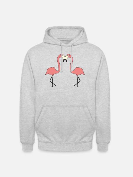 flamingo verliebt - Unisex Hoodie - Hellgrau meliert