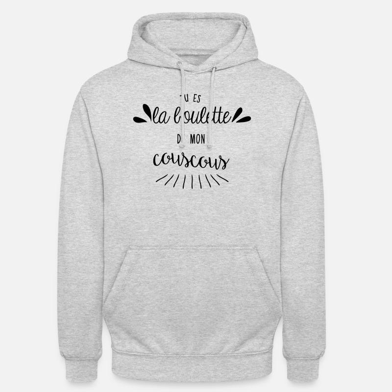 Tu es la boulette de mon couscous - Sweat-shirt à capuche unisexe - gris clair chiné