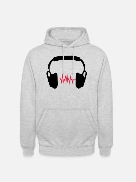 écouteurs - Sweat-shirt à capuche unisexe - gris clair chiné