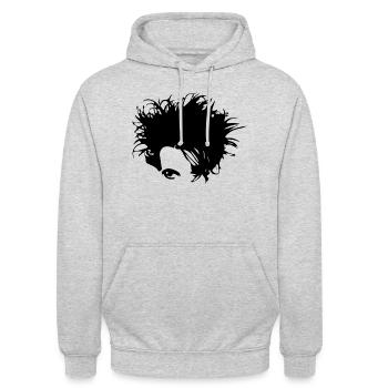 Gothic New Wave Head 80er Musik Shirt - Unisex Hoodie - Hellgrau meliert - Vorne - Alina (178cm) & Michal (187cm)