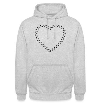 coeur pattes - Sweat-shirt à capuche unisexe - gris clair chiné - Devant - Alina (178cm) & Michal (187cm)