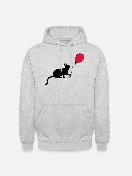 Red Balloon Kitten Plays - Unisex Hoodie - light heather grey