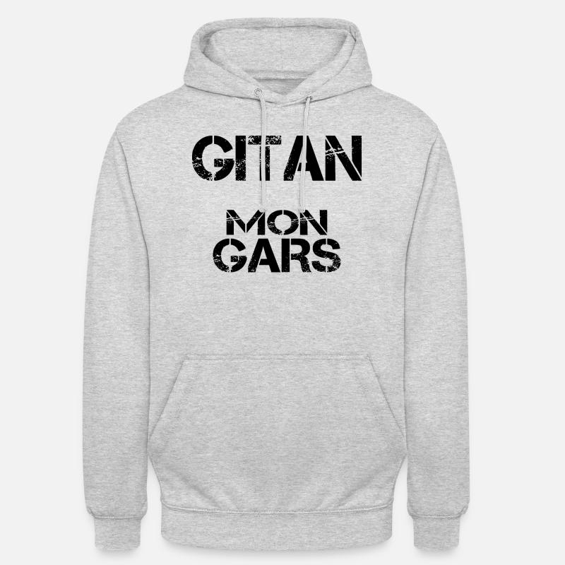 Gitan mon gars - Sweat-shirt à capuche unisexe - gris clair chiné