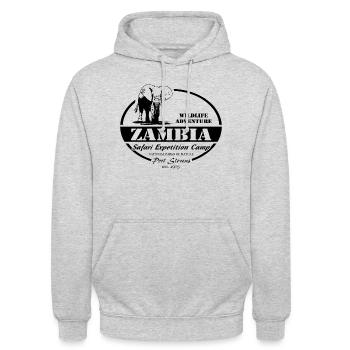 Zambie - Eléphant - Sweat-shirt à capuche unisexe - gris clair chiné - Devant - Alina (178cm) & Michal (187cm)