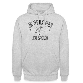 je peux pas j'ai spéléo - Sweat-shirt à capuche unisexe - gris clair chiné - Devant - Alina (178cm) & Michal (187cm)