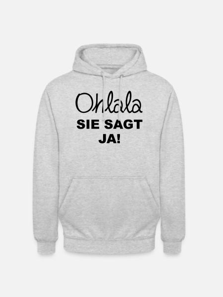 sie sagt ja - Unisex Hoodie - Hellgrau meliert