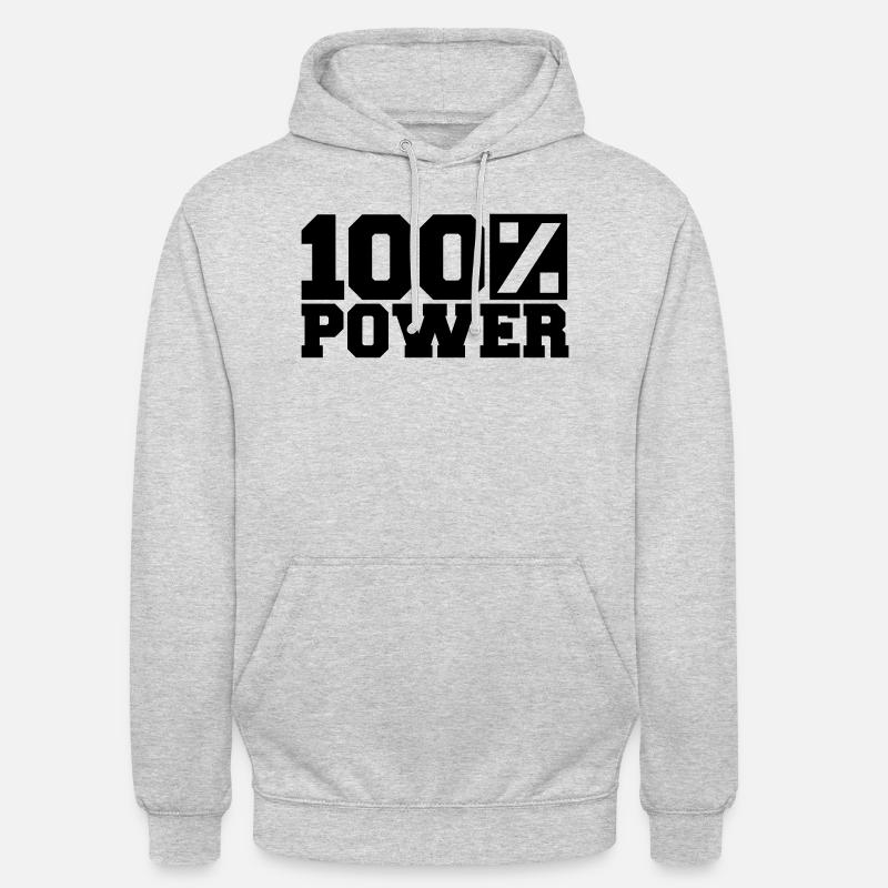 Logo 100 % Power - Unisex Hoodie - Hellgrau meliert