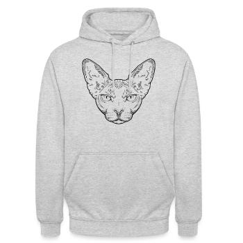 Sphynx || Annie. - Unisex Hoodie - Hellgrau meliert - Vorne - Alina (178cm) & Michal (187cm)