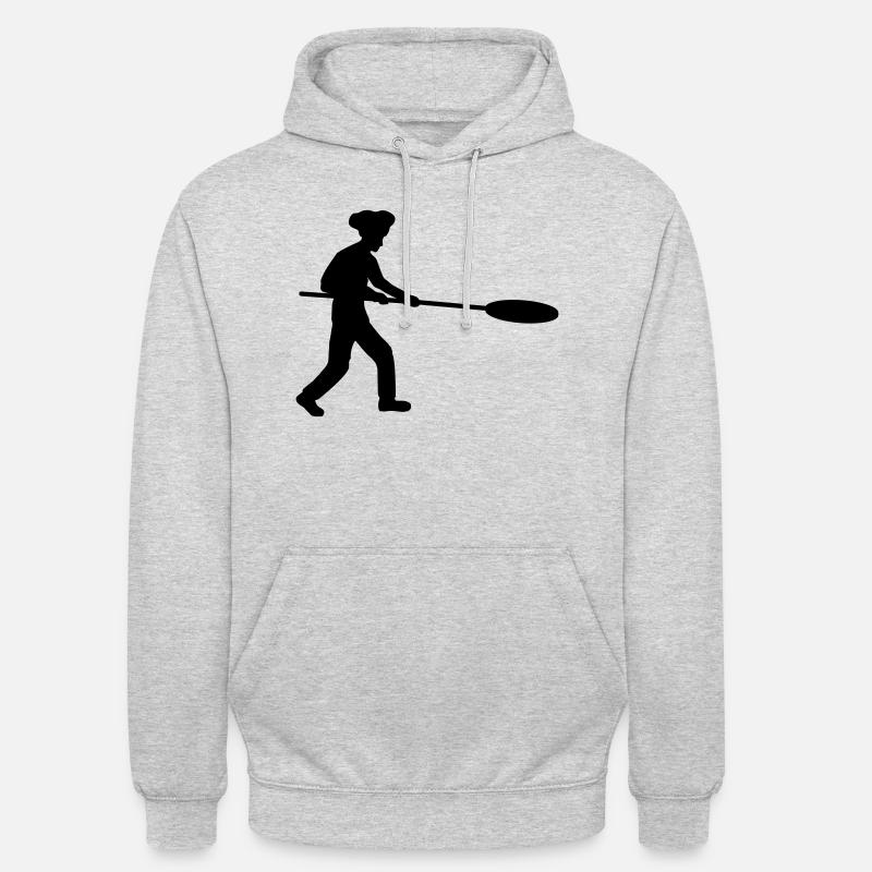 Pizzaschieber Pizzabäcker Silhouette - Unisex Hoodie - Hellgrau meliert