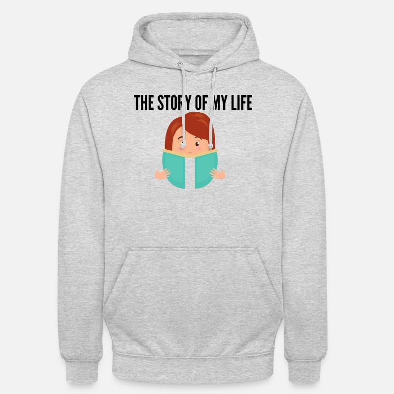 Die Lebensgeschichte eines Buchliebhaber - Unisex Hoodie - Hellgrau meliert