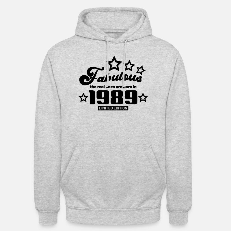 fabulous the real ones are born in 1989 - Sweat-shirt à capuche unisexe - gris clair chiné