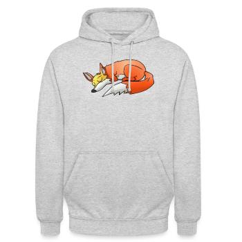 Schlafender Fuchs Schlafshirt Fuchs Liebhaber - Unisex Hoodie - Hellgrau meliert - Vorne - Alina (178cm) & Michal (187cm)
