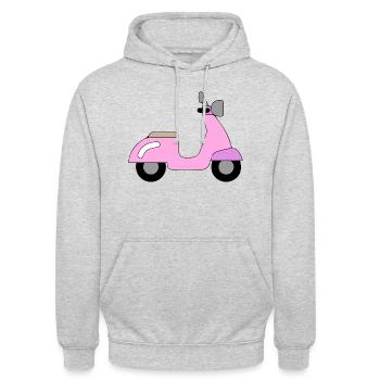 pink Mofa Design / Motorrad Design - Unisex Hoodie - Hellgrau meliert - Vorne - Alina (178cm) & Michal (187cm)