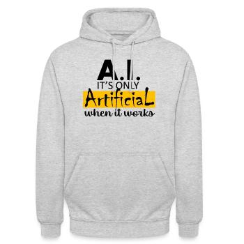 AI when it works - Unisex Hoodie - light heather grey - Front - Alina (178cm) & Michal (187cm)