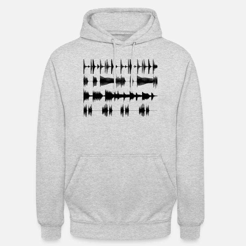 Black waveforms - Sweat-shirt à capuche unisexe - gris clair chiné