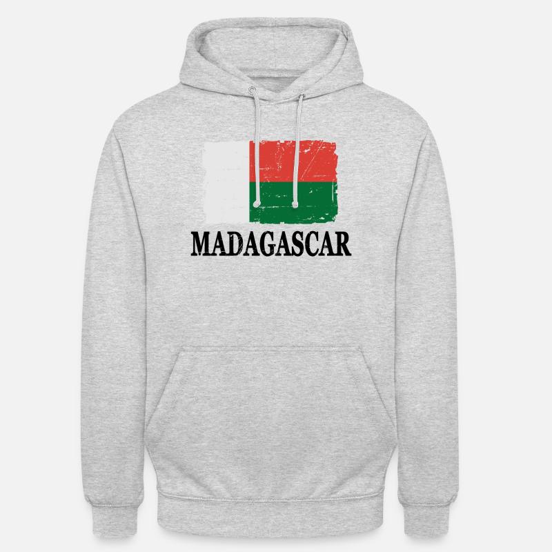 Drapeau de Madagascar - Drapeau de Madagascar - Sweat-shirt à capuche unisexe - gris clair chiné