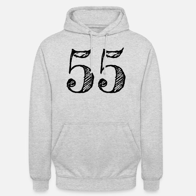Chiffre 55 cinquante-cinq (handdrawn) - Sweat-shirt à capuche unisexe - gris clair chiné
