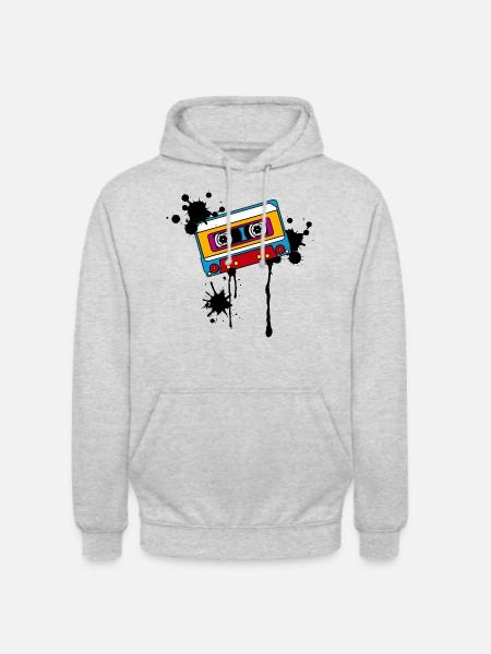 Musik Retro Mixtape Kassette 80er 90er Jahre Fun - Unisex Hoodie - Hellgrau meliert