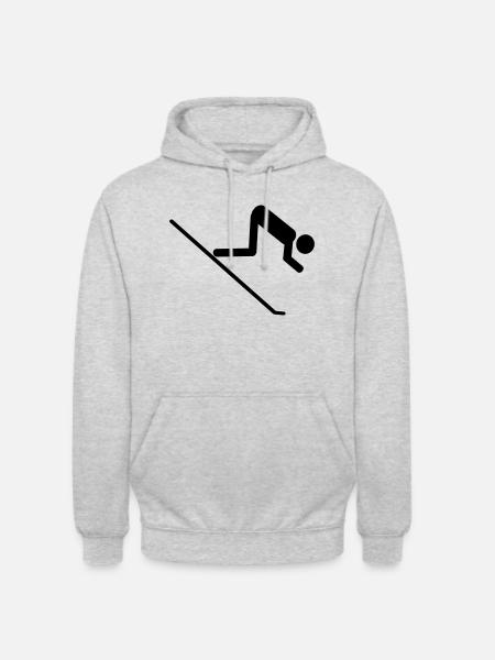 ski-run icon - Unisex Hoodie - light heather grey