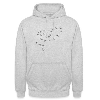 Hand-Drawn Birds - Unisex Hoodie - light heather grey - Front - Alina (178cm) & Michal (187cm)