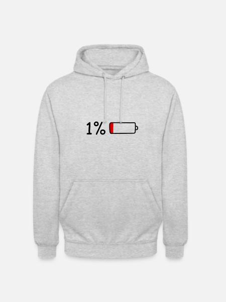 1% Akku. - Unisex Hoodie - Hellgrau meliert