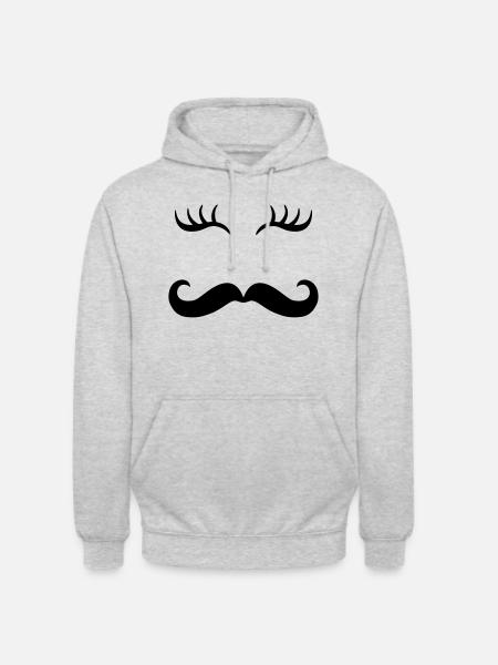 Moustache & eyelashes - Unisex Hoodie - light heather grey