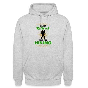 Finally Retired Time For Hiking Endlich in Pension - Unisex Hoodie - light heather grey - Front - Alina (178cm) & Michal (187cm)