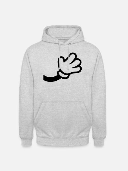 Comic Hand Winkend - Unisex Hoodie - Hellgrau meliert