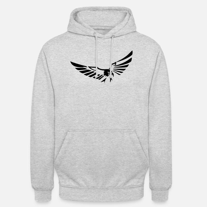 aigle volant ouvrant ses ailes - 20 - Sweat-shirt à capuche unisexe - gris clair chiné