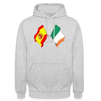 Drapeau de l’Espagne, Irlande - Sweat-shirt à capuche unisexe - gris clair chiné - Devant - Alina (178cm) & Michal (187cm)