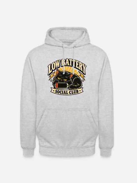 Low Battery Social Club - Unisex Hoodie - Hellgrau meliert
