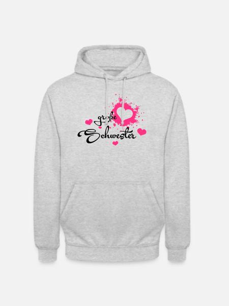 Große Schwester - Herzchen - Unisex Hoodie - Hellgrau meliert