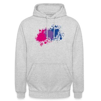 Blobs Bi Pride - Sweat-shirt à capuche unisexe - gris clair chiné - Devant - Alina (178cm) & Michal (187cm)